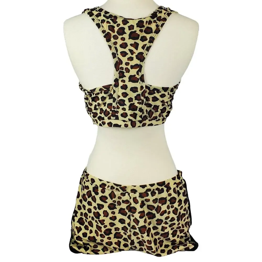 NEW Leopard Print 2 Piece Swim Suit 2XL Racer Back Top & Boy Shorts Coastal Vaca - Picture 2 of 11